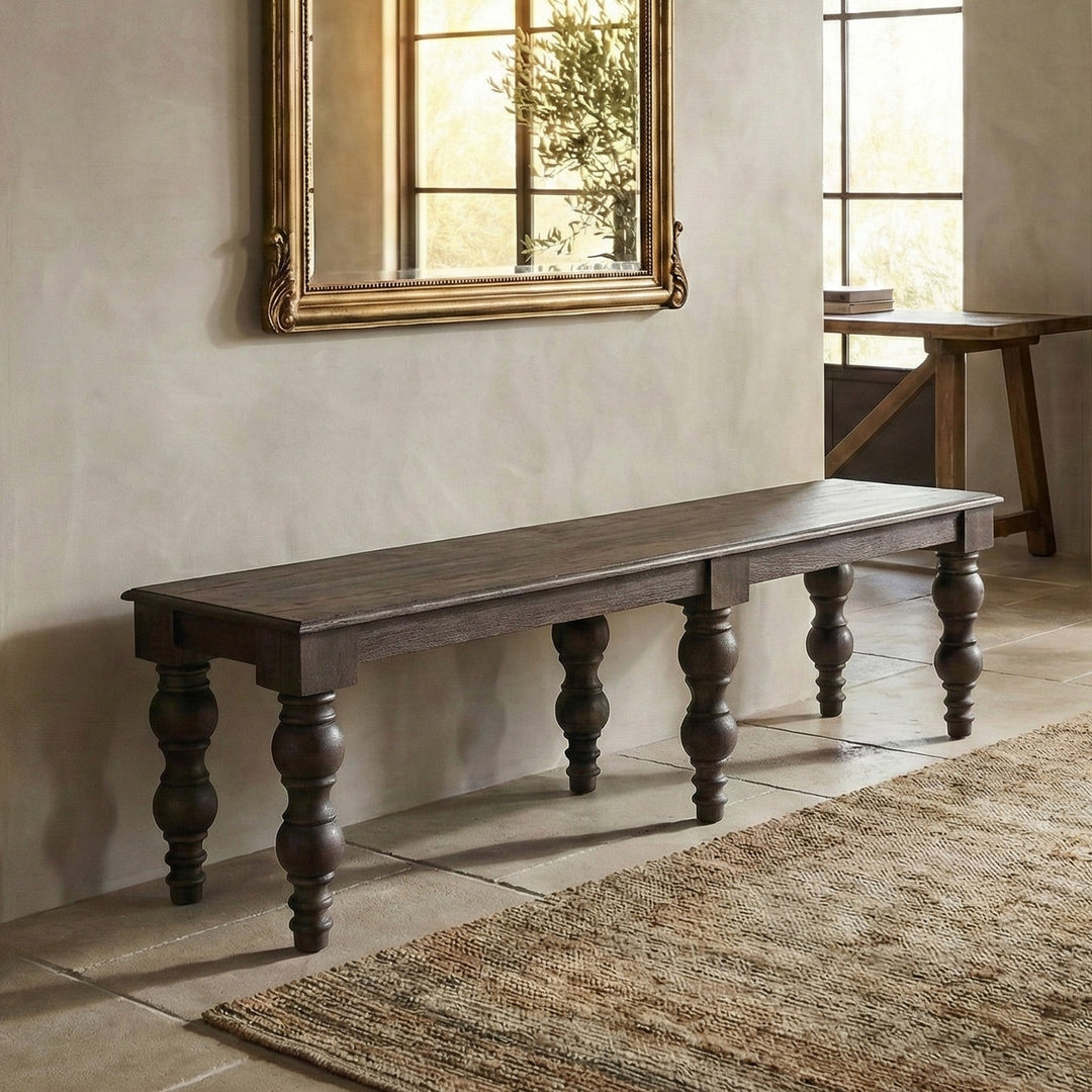French Country 70" Bench, Coffee Brown