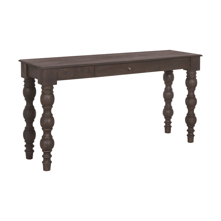 French Country Console Table with Drawer, Coffee Brown