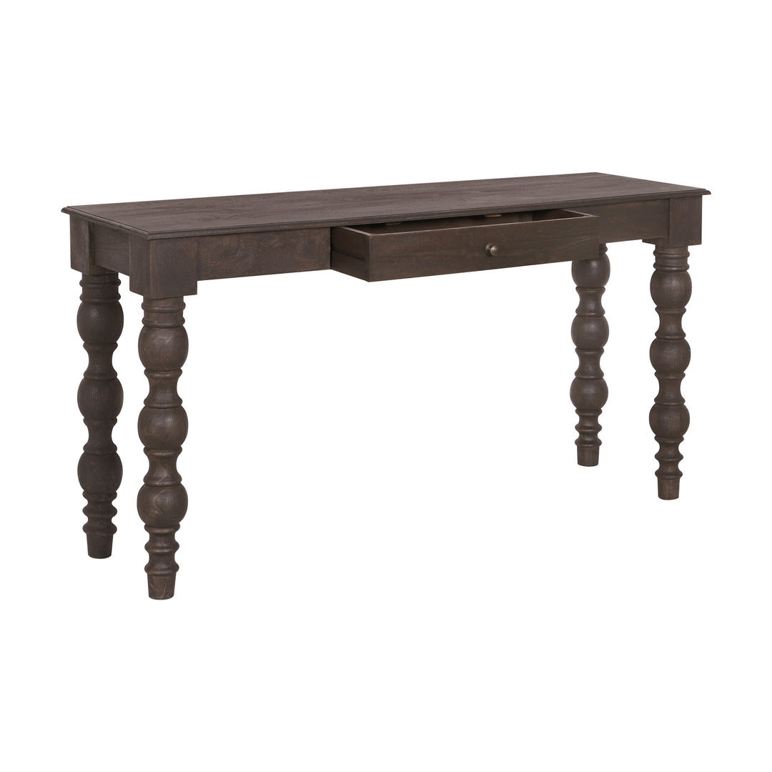 French Country Console Table with Drawer, Coffee Brown