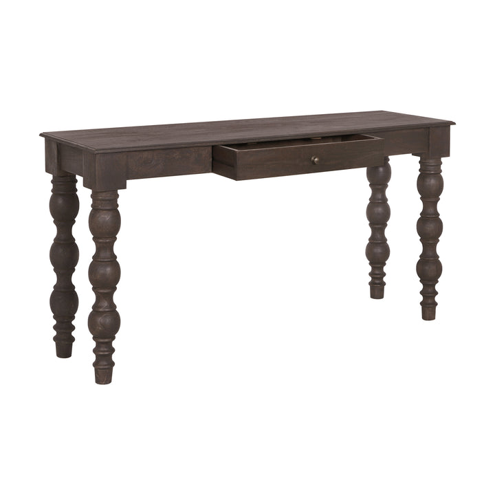 French Country Console Table with Drawer, Coffee Brown