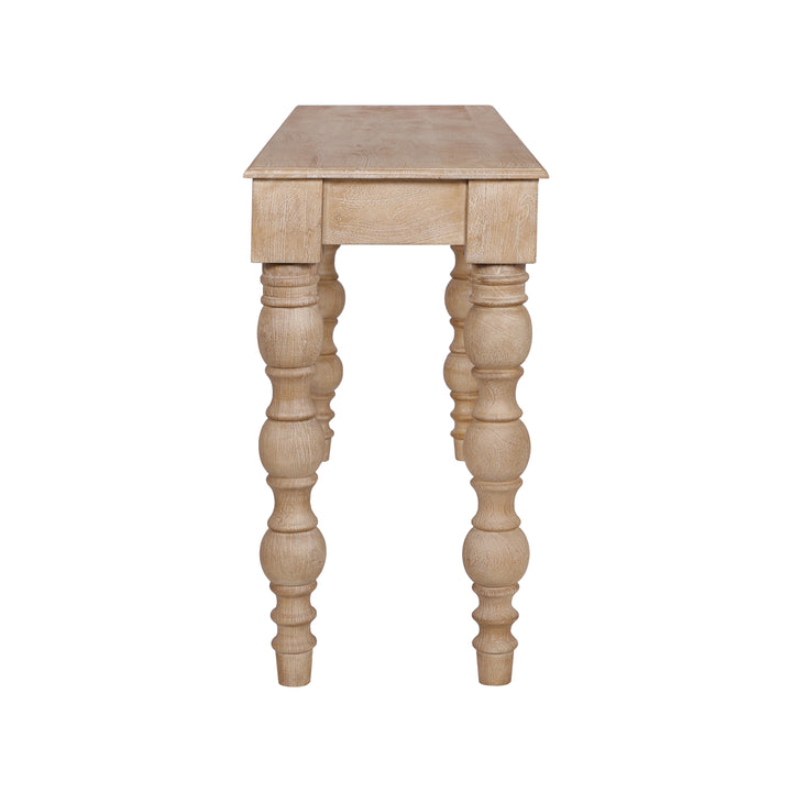 French Country Console Table with Drawer, Natural-Rustic White