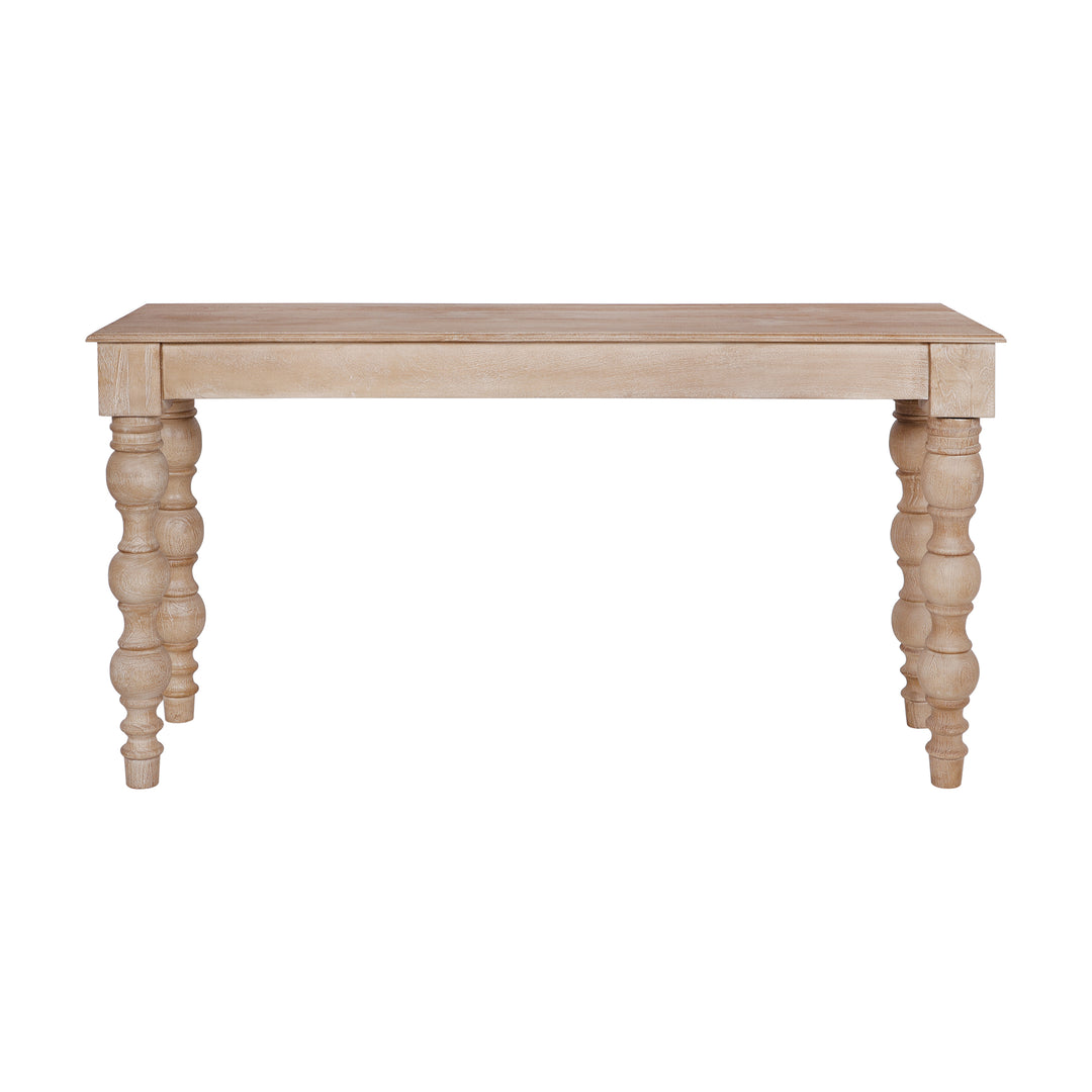 French Country Console Table with Drawer, Natural-Rustic White