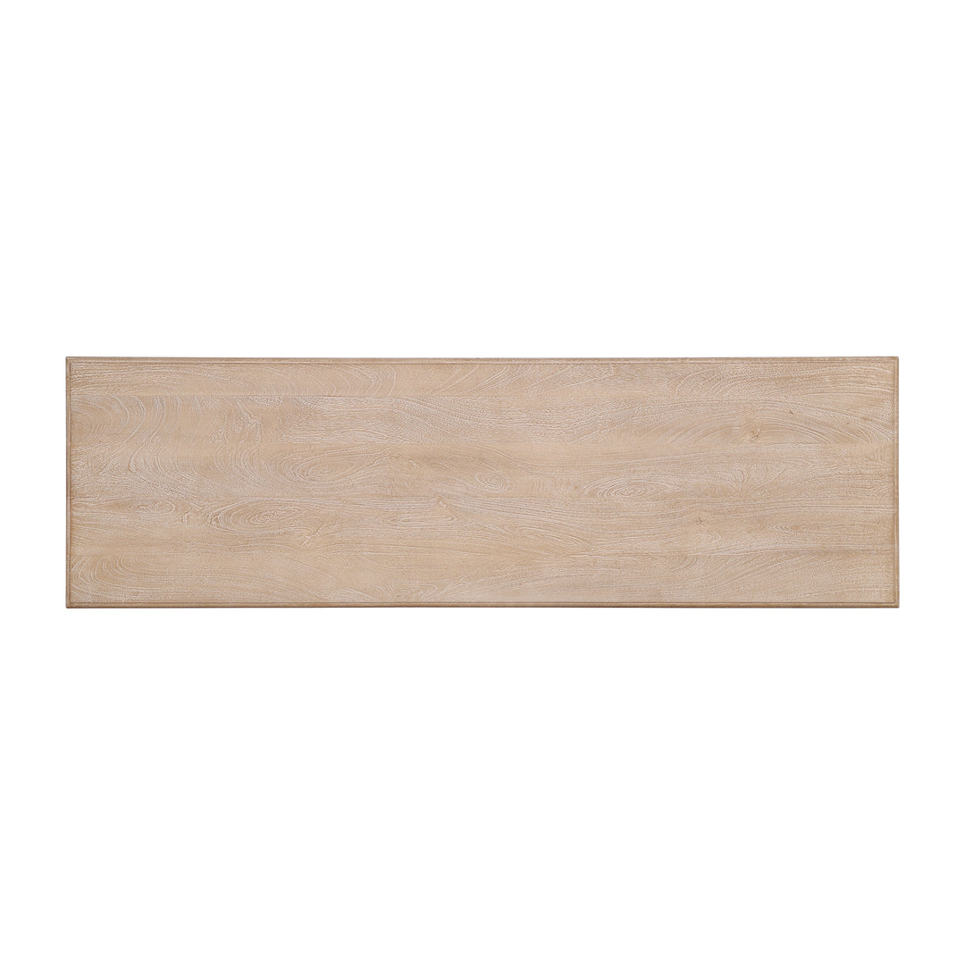 French Country Console Table with Drawer, Natural-Rustic White
