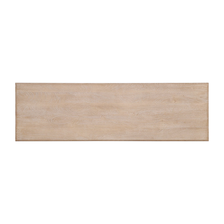 French Country Console Table with Drawer, Natural-Rustic White