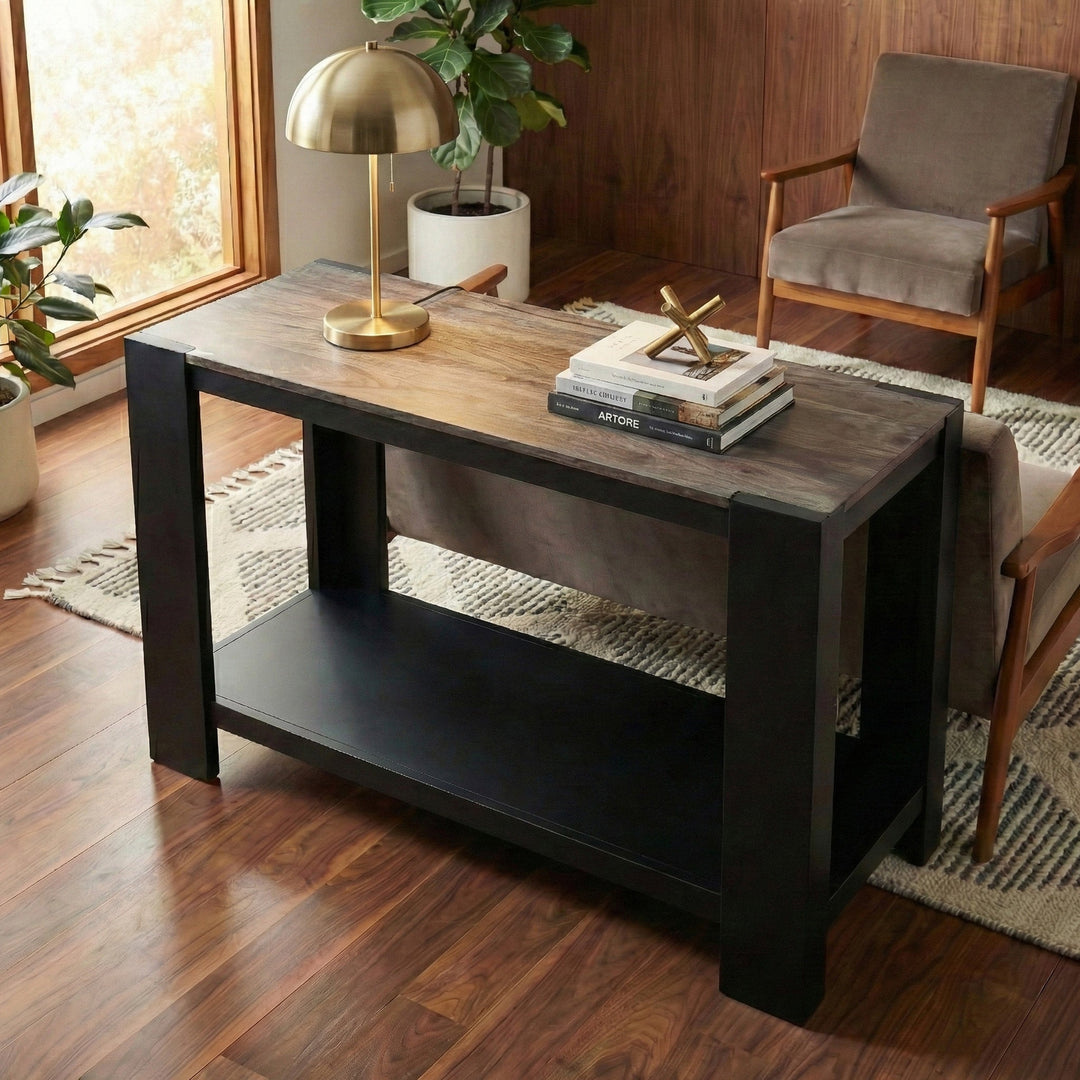 Axis Modern 2-Tone Console Table, Olive Gray