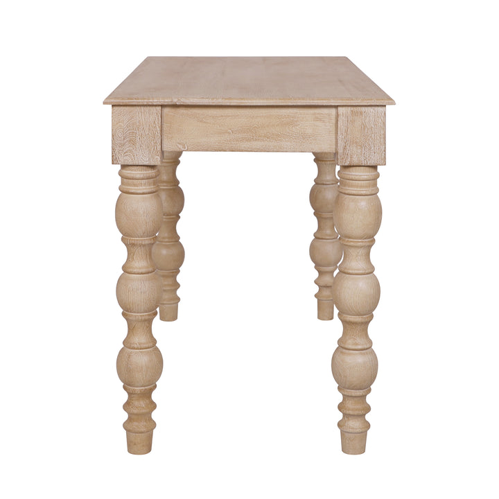 French Country Desk with 2 Drawers, Natural- Rustic White