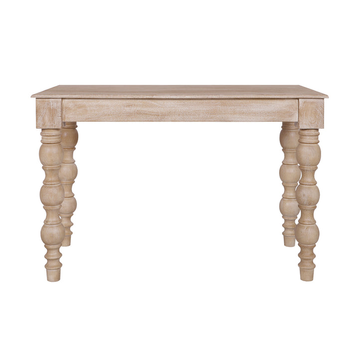 French Country Desk with 2 Drawers, Natural- Rustic White