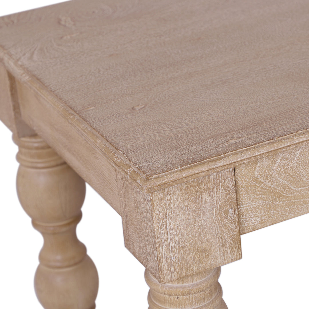 French Country Desk with 2 Drawers, Natural- Rustic White