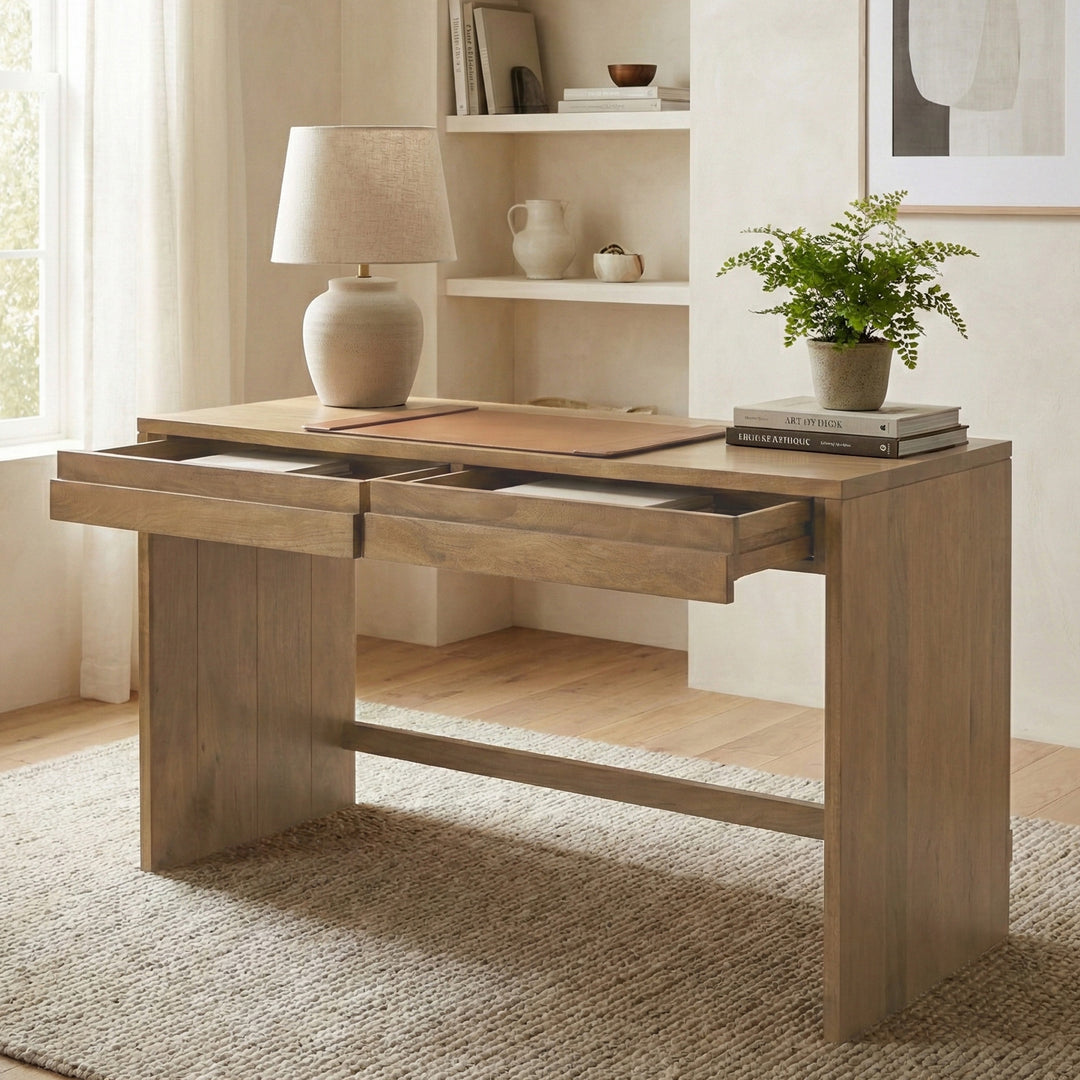 Bennett Modern Desk with Drawers, Sunshine