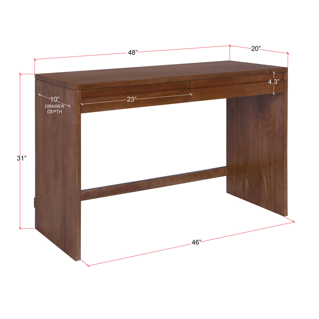 Bennett Modern Desk with Drawers, Walnut