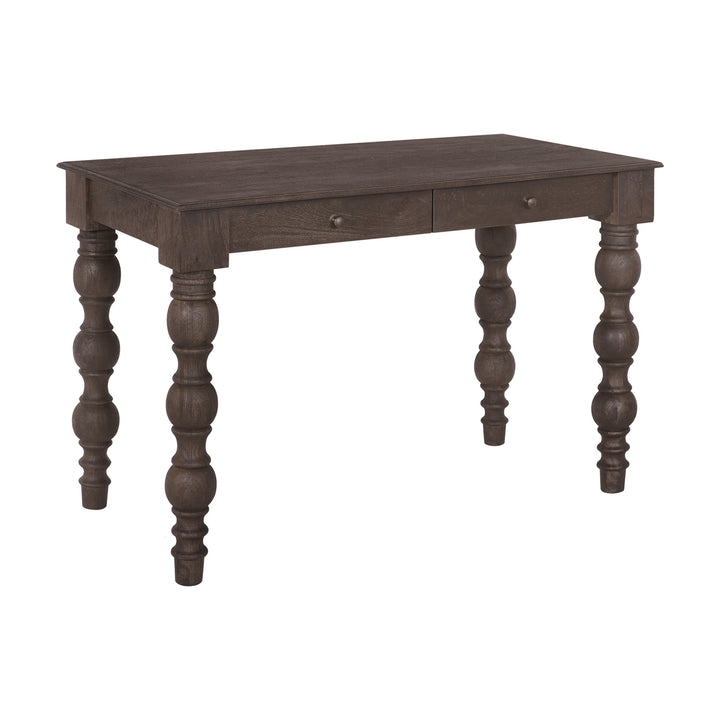 French Country Writing Desk with Drawers, Coffee Brown