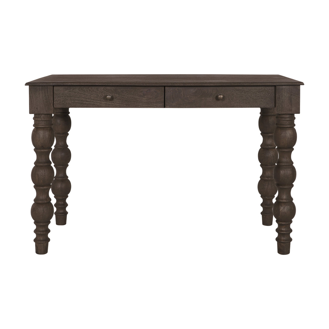 French Country Writing Desk with Drawers, Coffee Brown