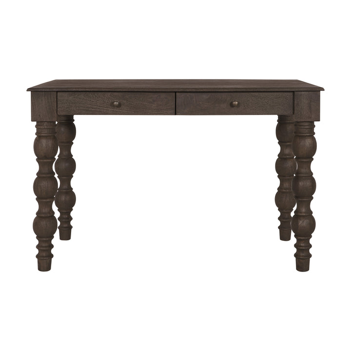 French Country Writing Desk with Drawers, Coffee Brown