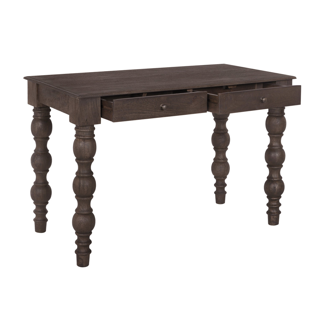 French Country Writing Desk with Drawers, Coffee Brown