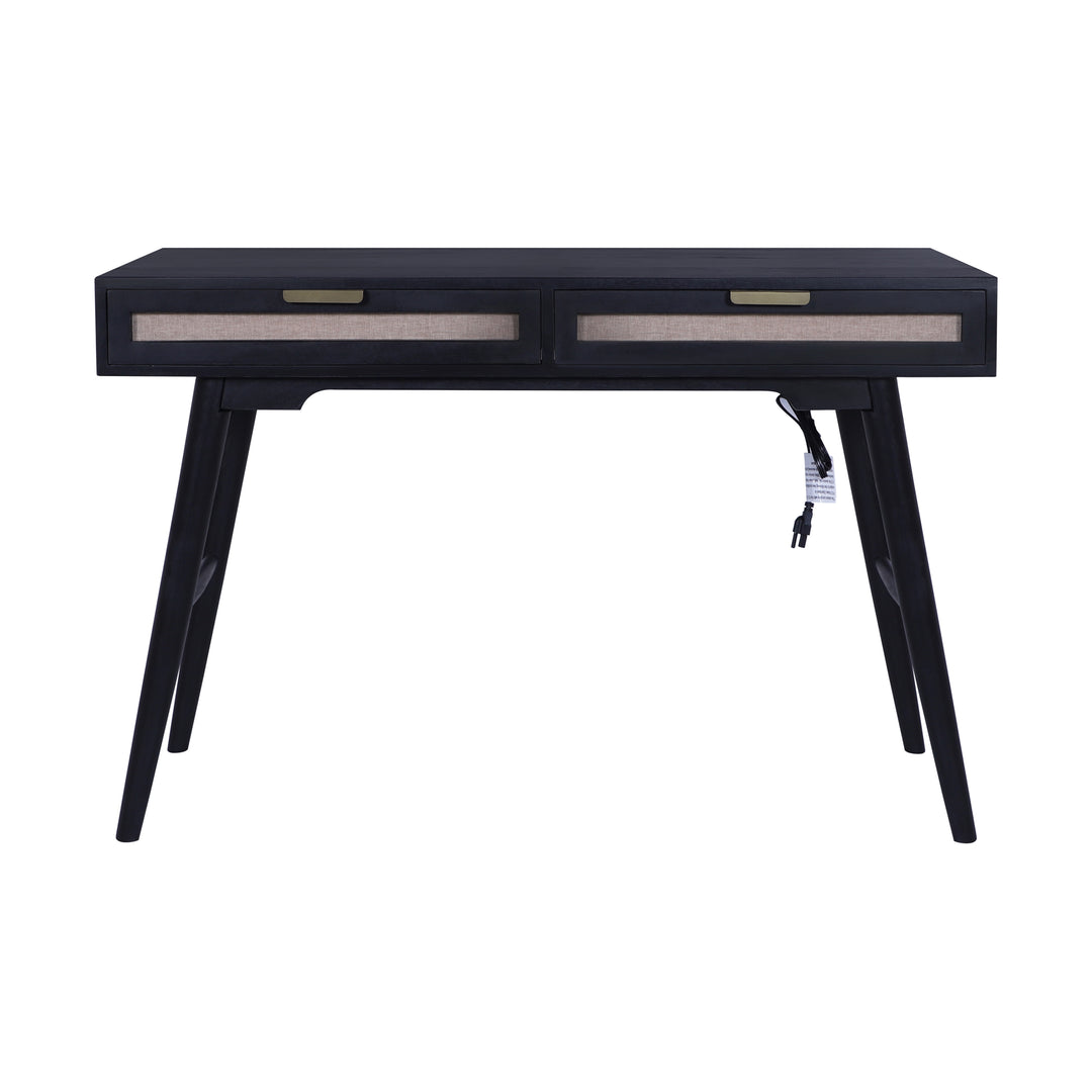 Madison Linen Desk with Built-in Power, Black