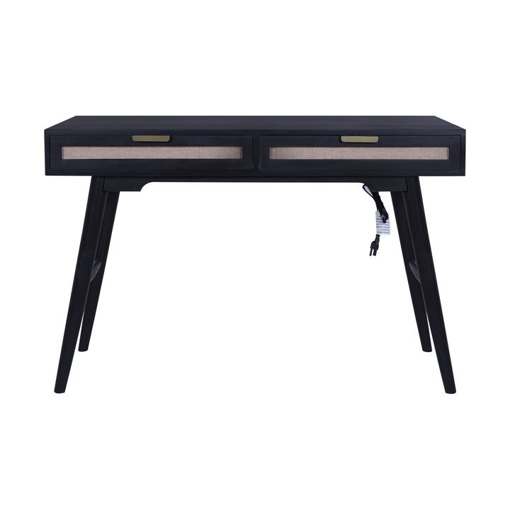 Madison Linen Desk with Built-in Power, Black