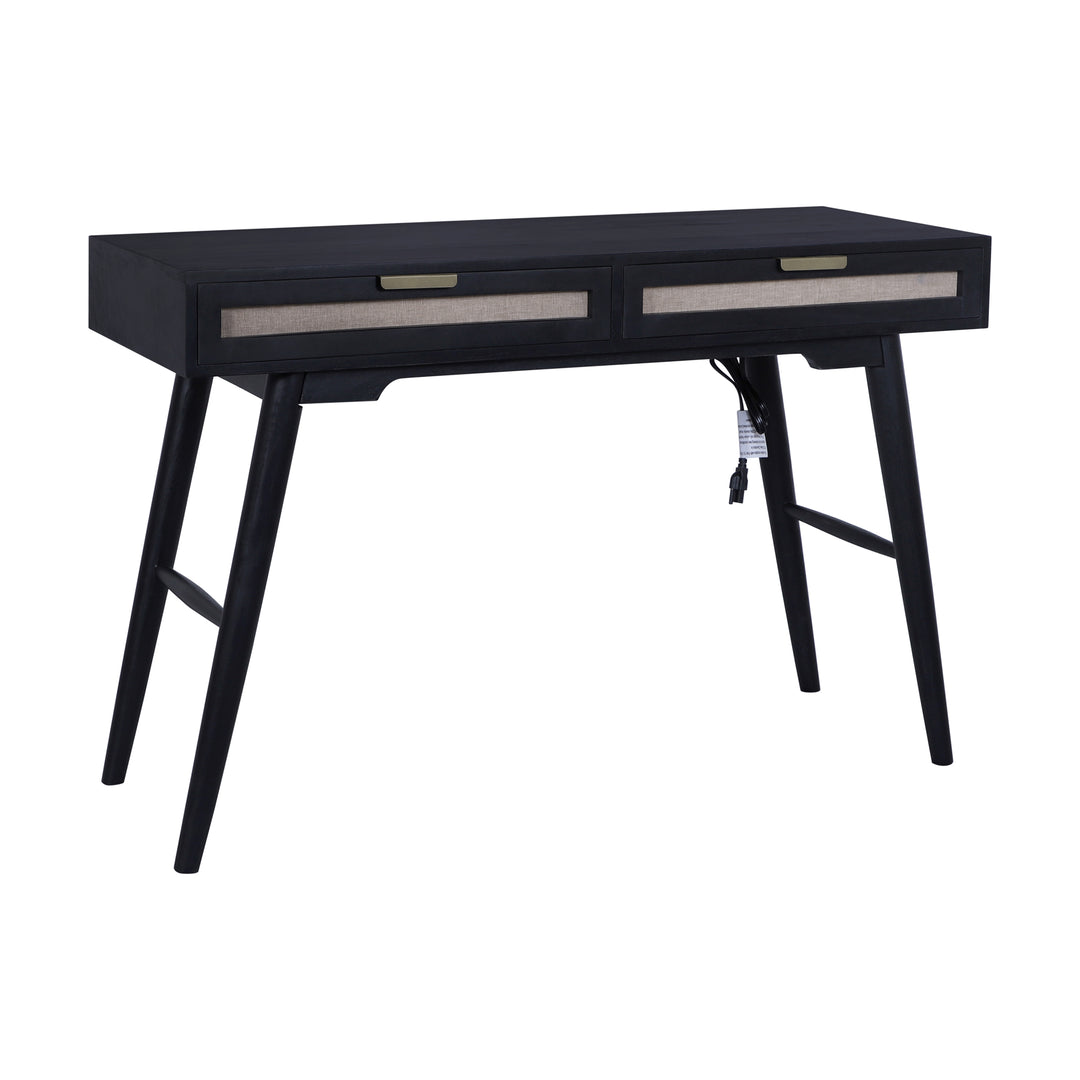 Madison Linen Desk with Built-in Power, Black
