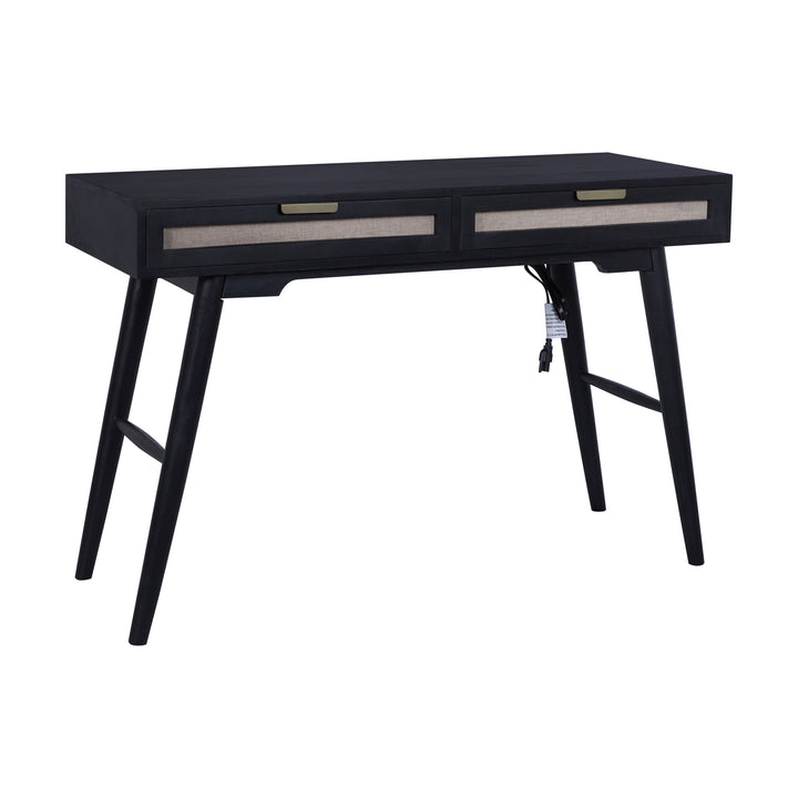 Madison Linen Desk with Built-in Power, Black