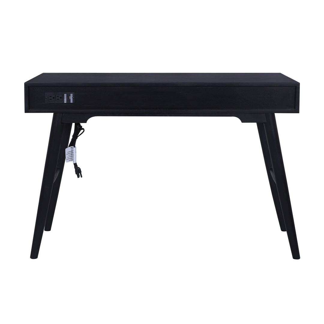 Madison Linen Desk with Built-in Power, Black