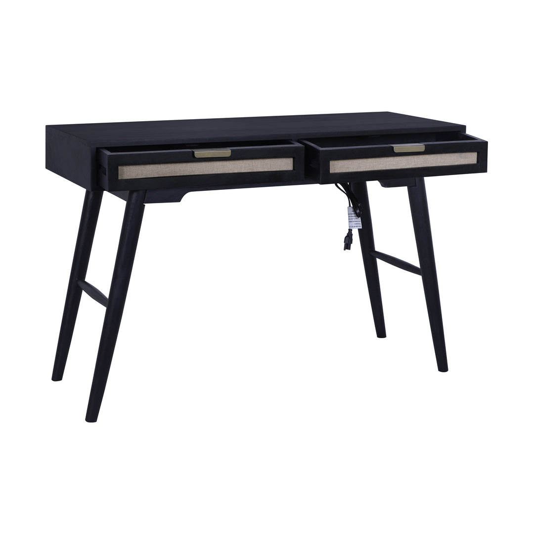 Madison Linen Desk with Built-in Power, Black