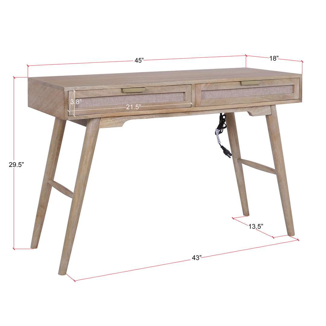 Madison Linen Desk with Built-in Power, Wheatfield