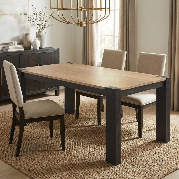 Axis Modern 2-Tone Solid Wood Dining Table, Sunshine-Black