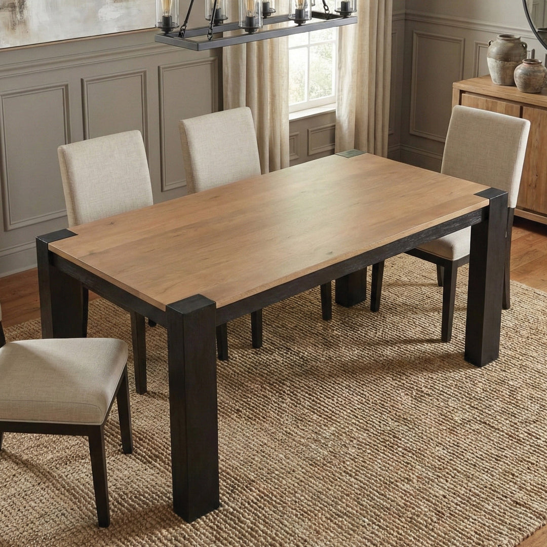 Axis Modern 2-Tone Solid Wood Dining Table, Sunshine-Black