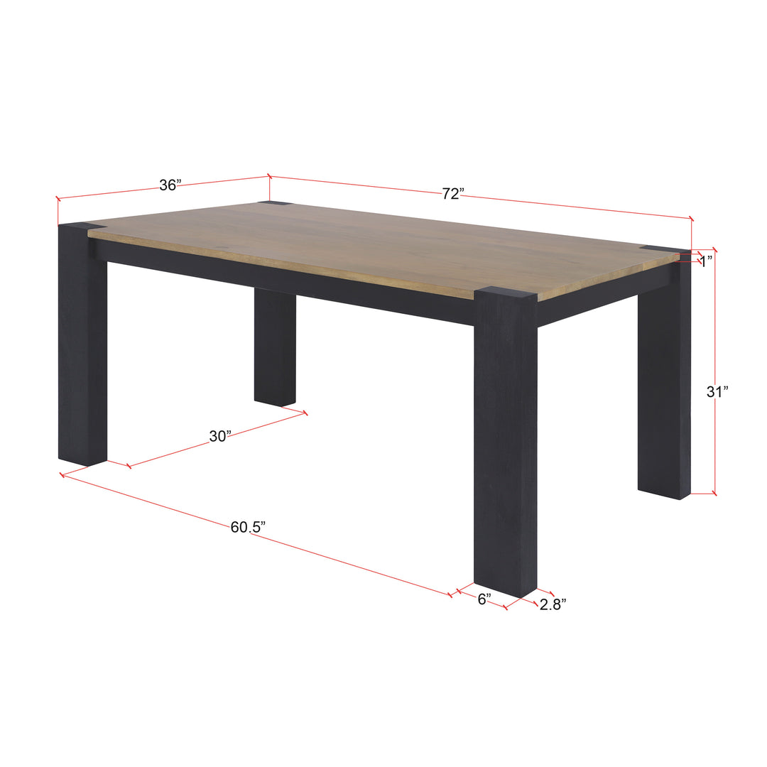 Axis Modern 2-Tone Solid Wood Dining Table, Sunshine-Black