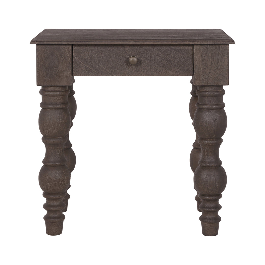 French Country Side Table with Drawer, Coffee Brown