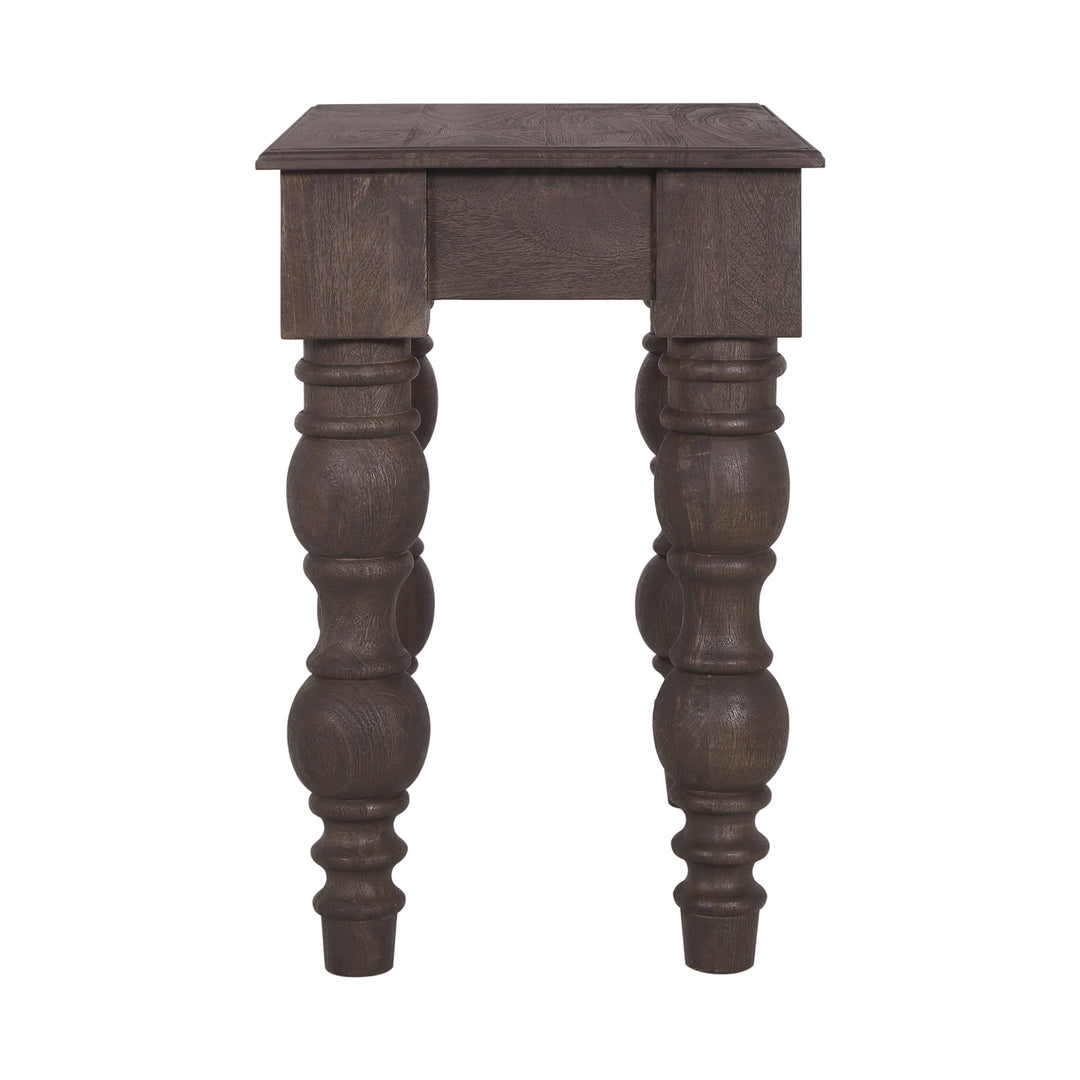 French Country Side Table with Drawer, Coffee Brown