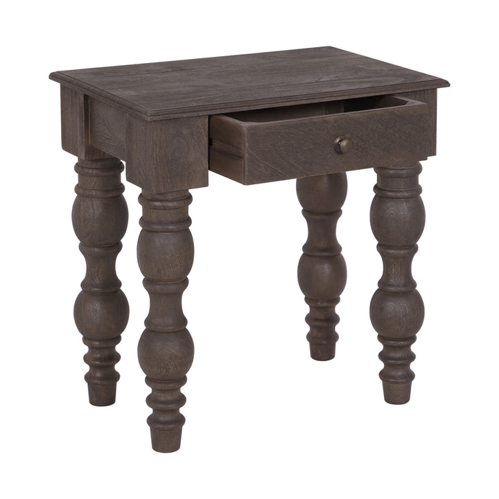 French Country Side Table with Drawer, Coffee Brown