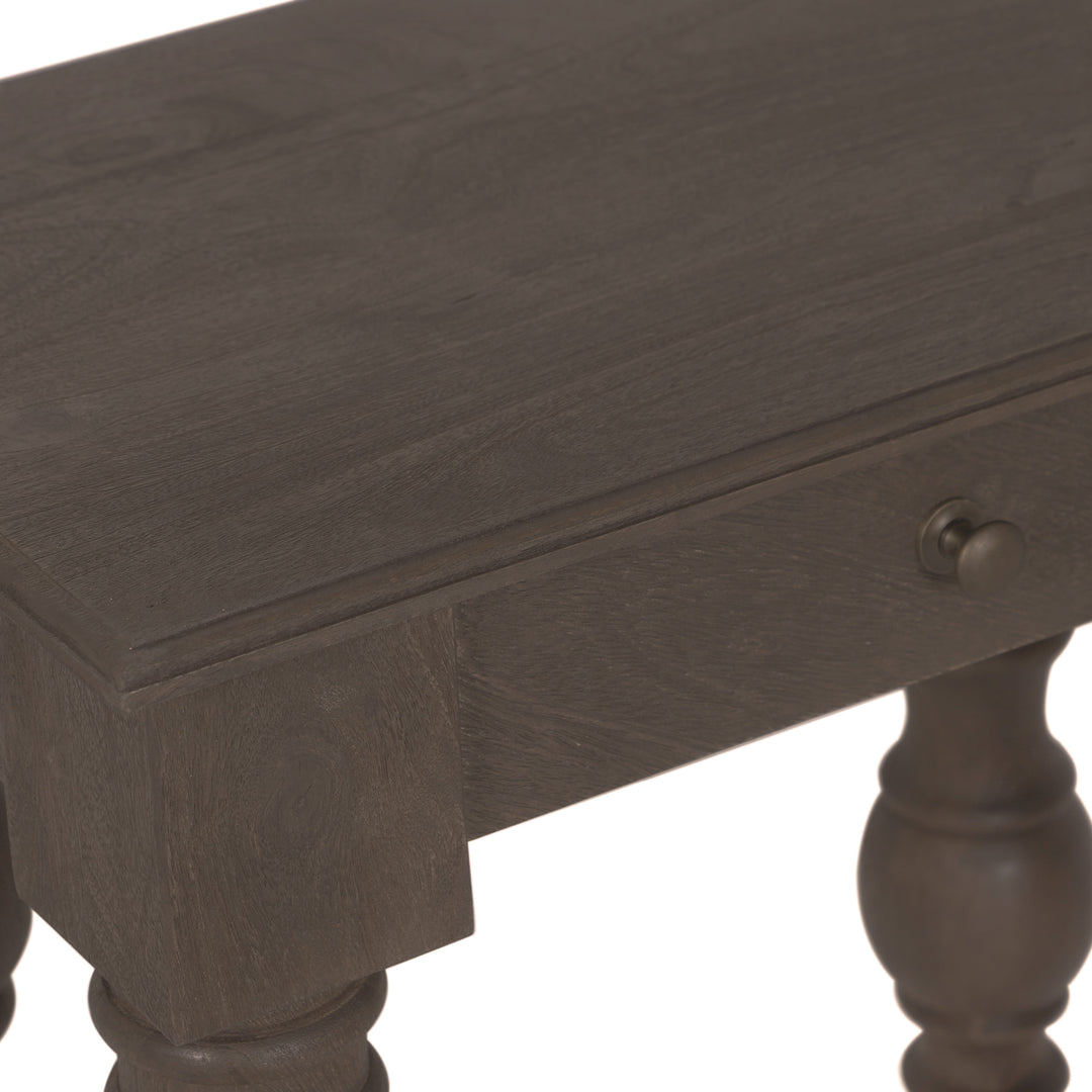 French Country Side Table with Drawer, Coffee Brown