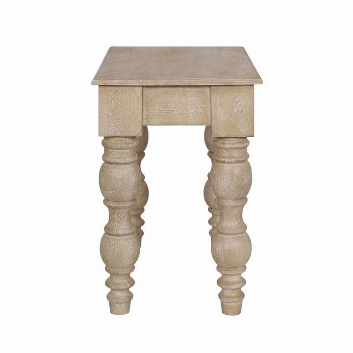 French Country Side Table with Drawer, Natural-Rustic White