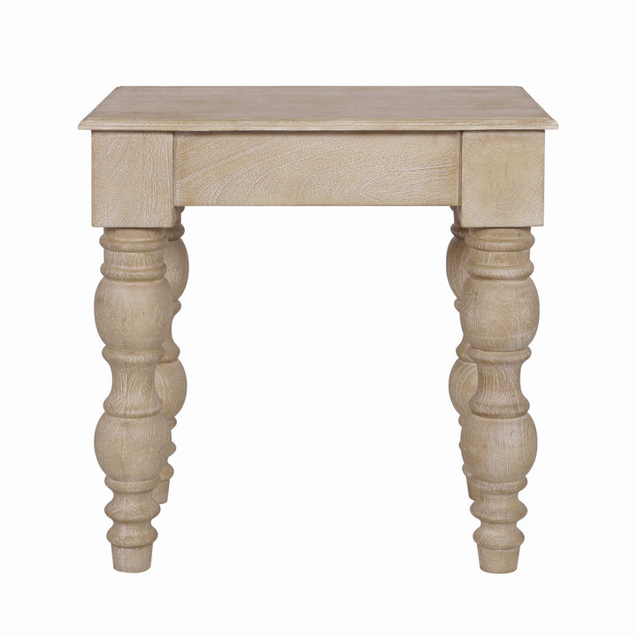 French Country Side Table with Drawer, Natural-Rustic White