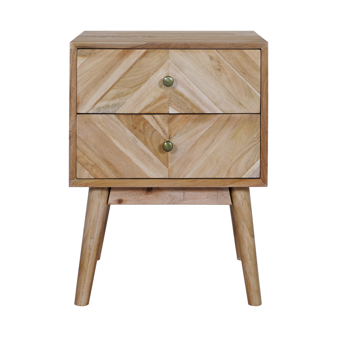 Geometric Mid-Century Modern Nightstand, Natural