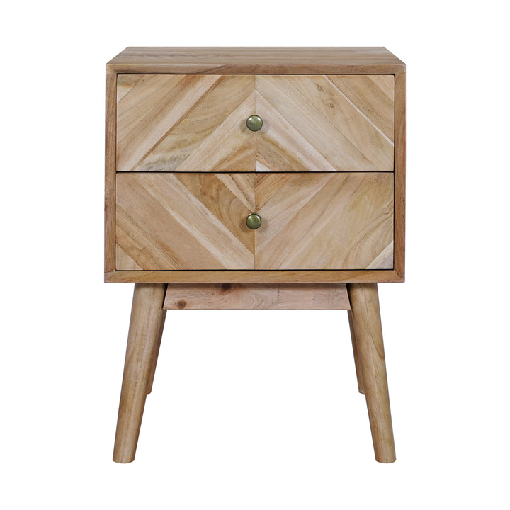 Geometric Mid-Century Modern Nightstand, Natural