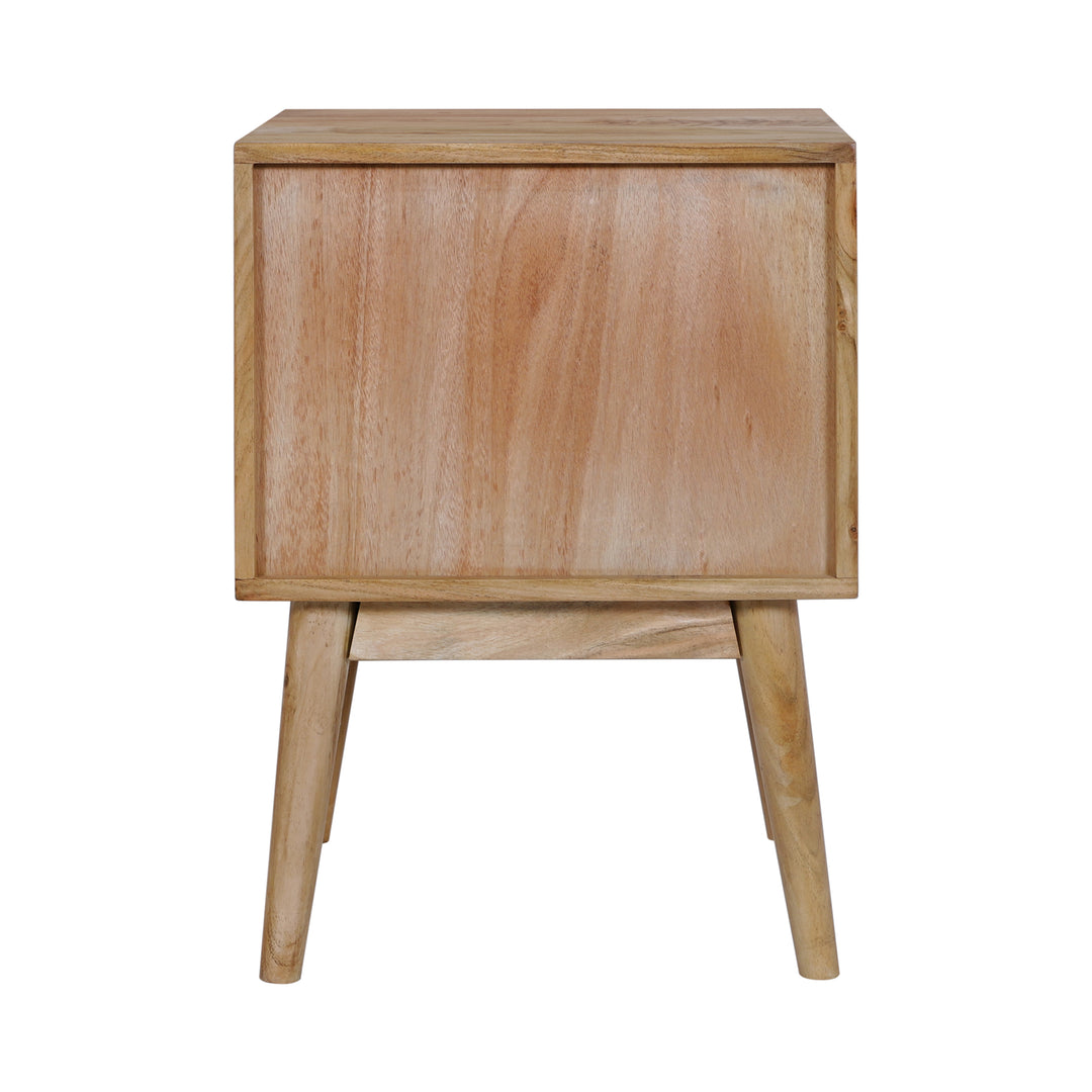Geometric Mid-Century Modern Nightstand, Natural