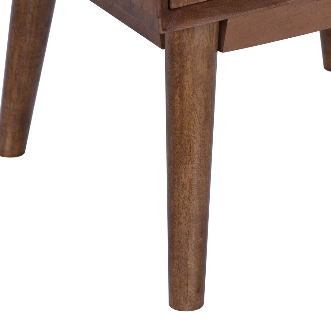 Geometric Mid-Century Modern Nightstand, Acacia Standard