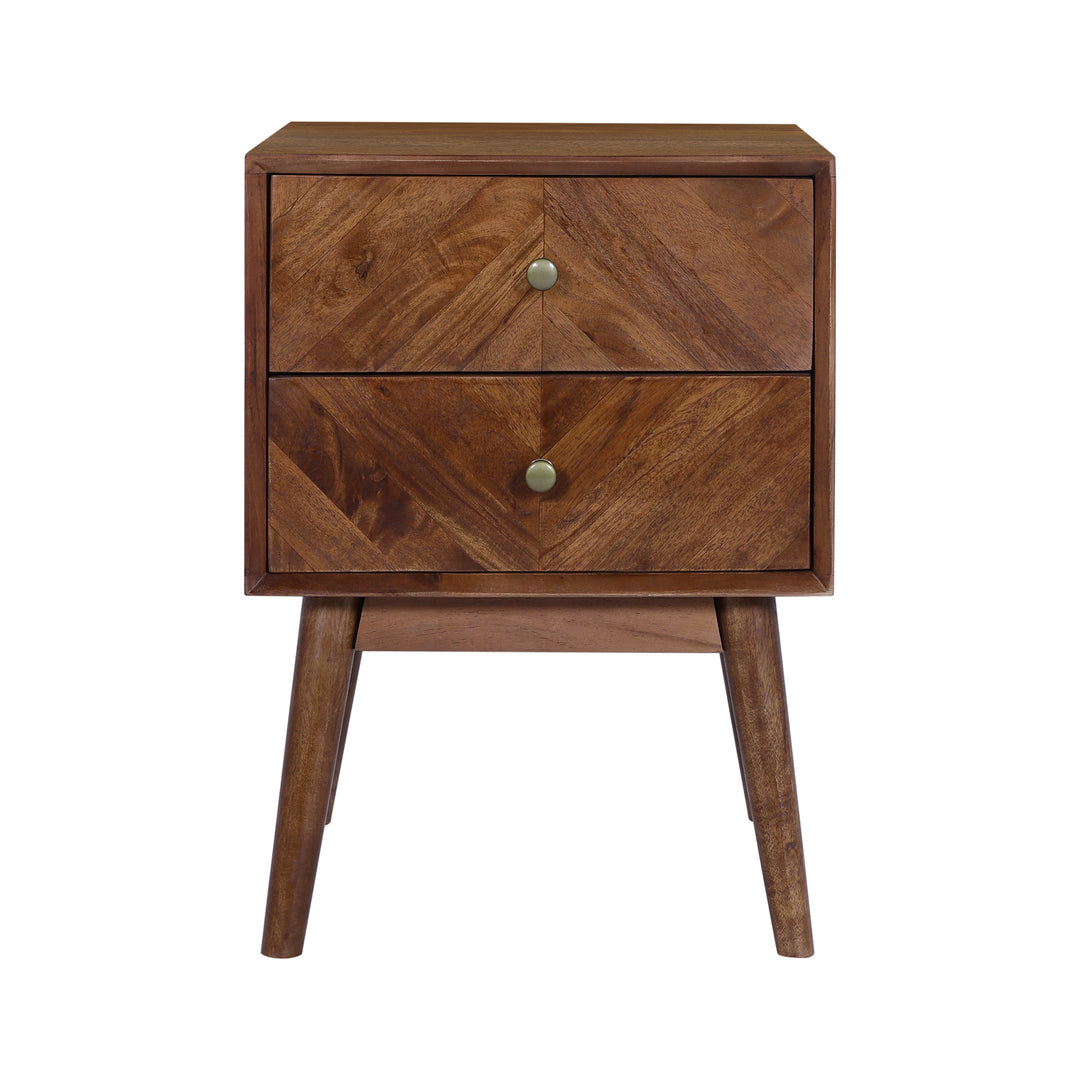 Geometric Mid-Century Modern Nightstand, Acacia Standard