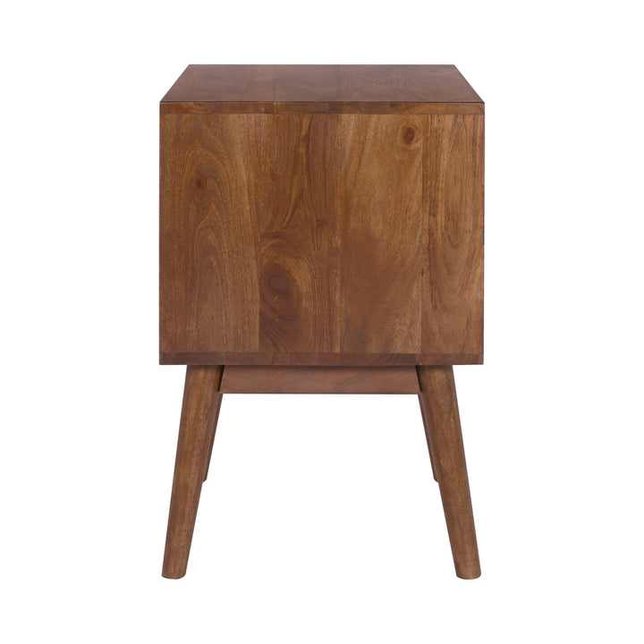 Geometric Mid-Century Modern Nightstand, Acacia Standard