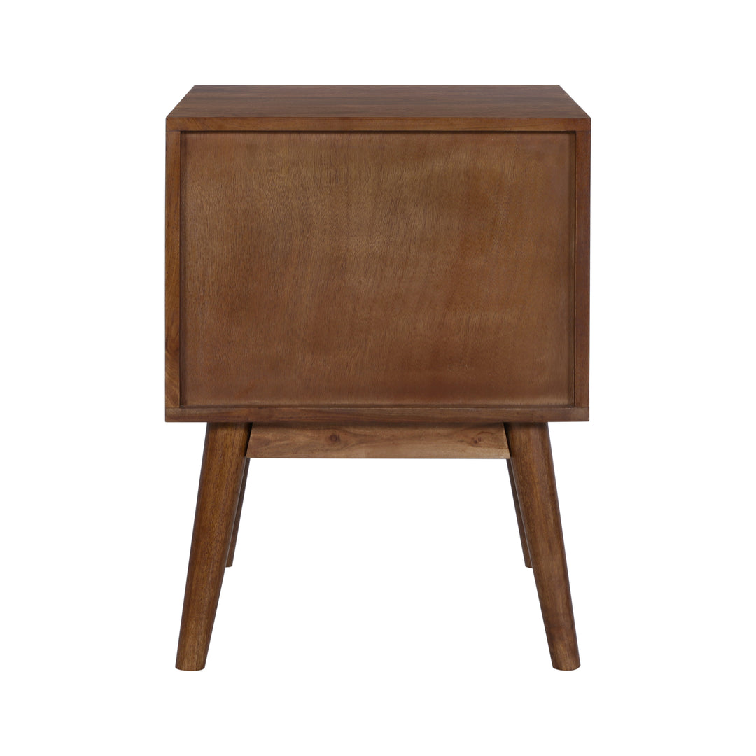 Geometric Mid-Century Modern Nightstand, Acacia Standard