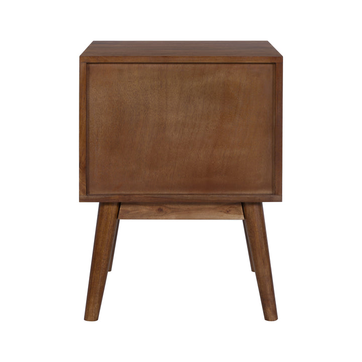 Geometric Mid-Century Modern Nightstand, Acacia Standard