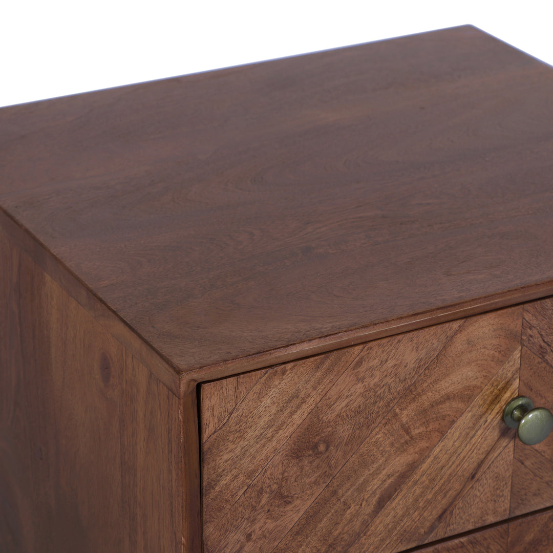 Geometric Mid-Century Modern Nightstand, Acacia Standard