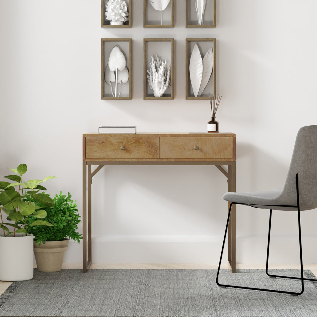 Linden Modular Desk with Built-In Power, Sunshine