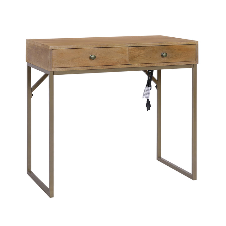 Linden Modular Desk with Built-In Power, Sunshine