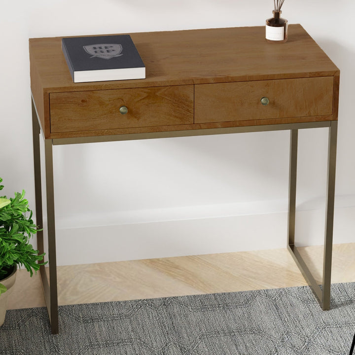 Linden Modular Desk with Built-In Power, Walnut