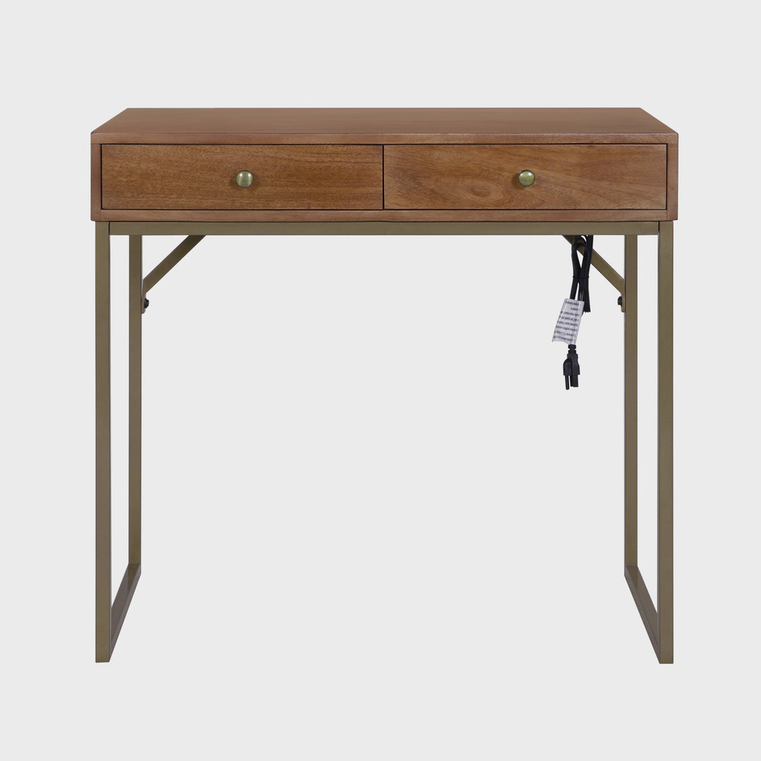 Linden Modular Desk with Built-In Power, Walnut