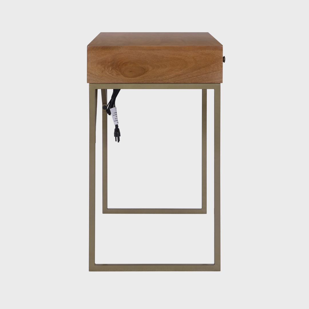 Linden Modular Desk with Built-In Power, Walnut