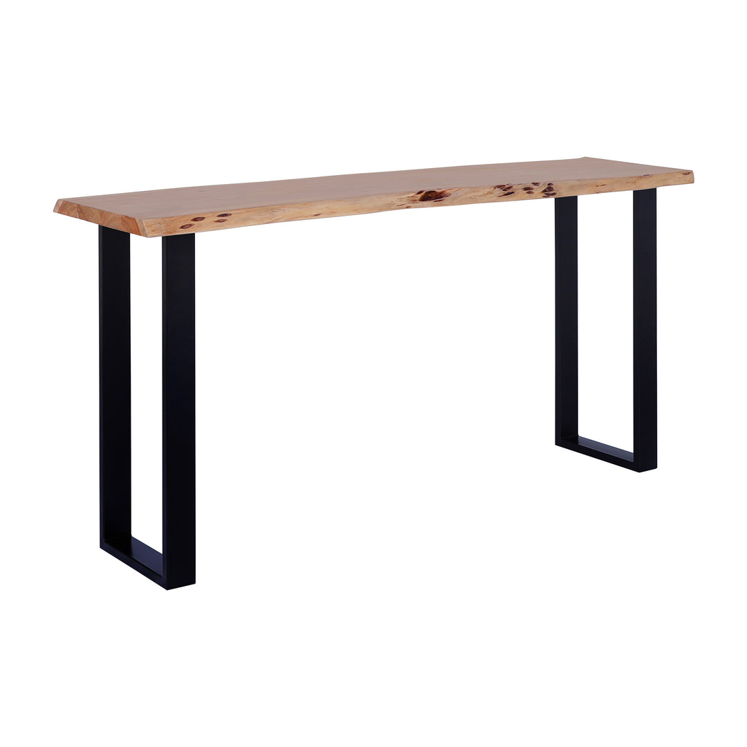 Live Edge Acacia 70"W Console Table with Black Iron Legs, Natural