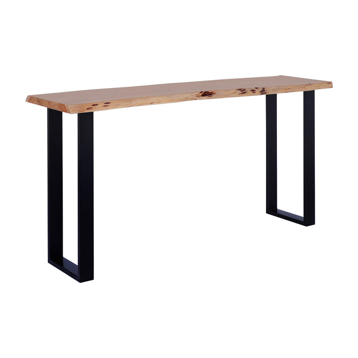 Live Edge Acacia 70"W Console Table with Black Iron Legs, Natural